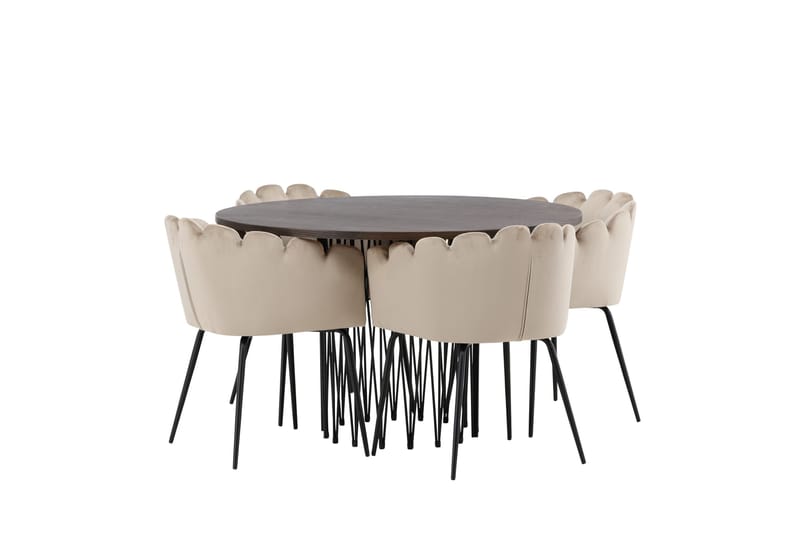 Stone Matgruppe 120 cm Rund med 4 Limhamn stoler - Beige - Møbler - Bord - Spisegrupper