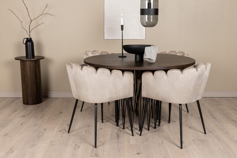 Stone Matgruppe 120 cm Rund med 4 Limhamn stoler - Beige - Møbler - Bord - Spisegrupper