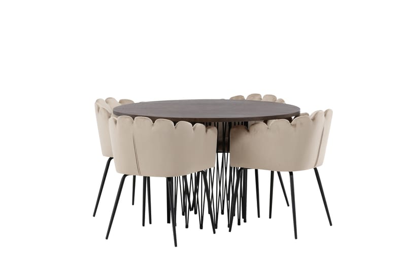 Stone Matgruppe 120 cm Rund med 4 Limhamn stoler - Beige - Møbler - Bord - Spisegrupper