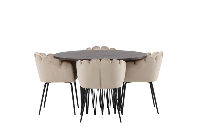 Stone Matgruppe 120 cm Rund med 4 Limhamn stoler - Beige - Møbler - Bord - Spisegrupper