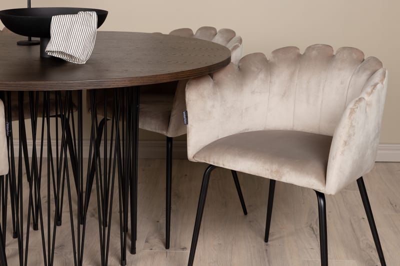 Stone Matgruppe 120 cm Rund med 4 Limhamn stoler - Beige - Møbler - Bord - Spisegrupper