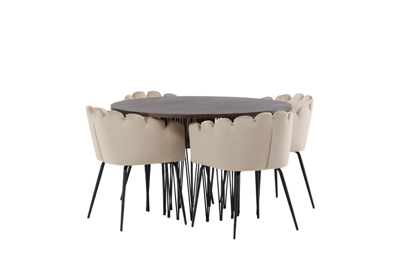 Stone Matgruppe 120 cm Rund med 4 Limhamn stoler - Beige - Møbler - Bord - Spisegrupper
