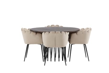 Stone Matgruppe 120 cm Rund med 4 Limhamn stoler - Beige - Møbler - Bord - Spisegrupper