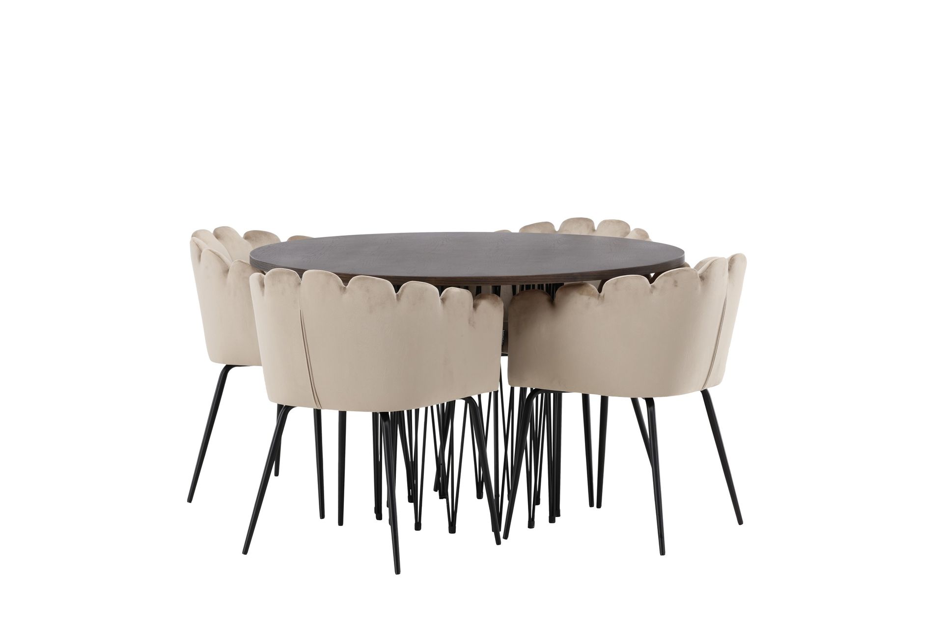 Stone Matgruppe 120 cm Rund med 4 Limhamn stoler - Beige - Møbler - Bord - Spisegrupper