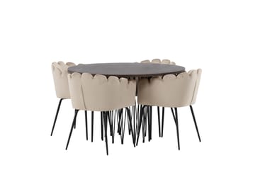 Stone Matgruppe 120 cm Rund med 4 Limhamn stoler - Beige - Møbler - Bord - Spisegrupper