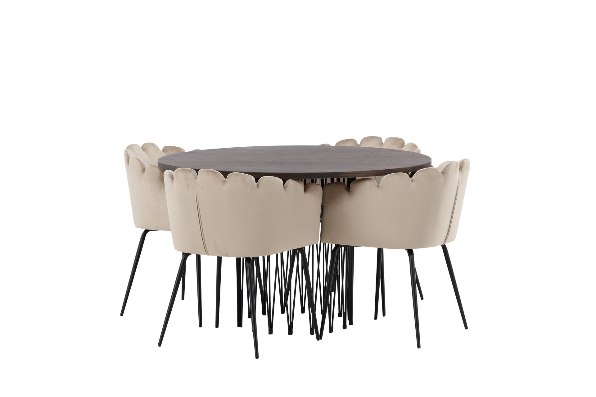 Stone Matgruppe 120 cm Rund med 4 Limhamn stoler - Beige - Møbler - Bord - Spisegrupper