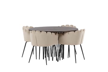 Stone Matgruppe 120 cm Rund med 4 Limhamn stoler - Beige - Møbler - Bord - Spisegrupper
