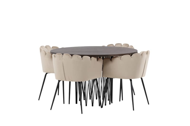 Stone Matgruppe 120 cm Rund med 4 Limhamn stoler - Beige - Møbler - Bord - Spisegrupper
