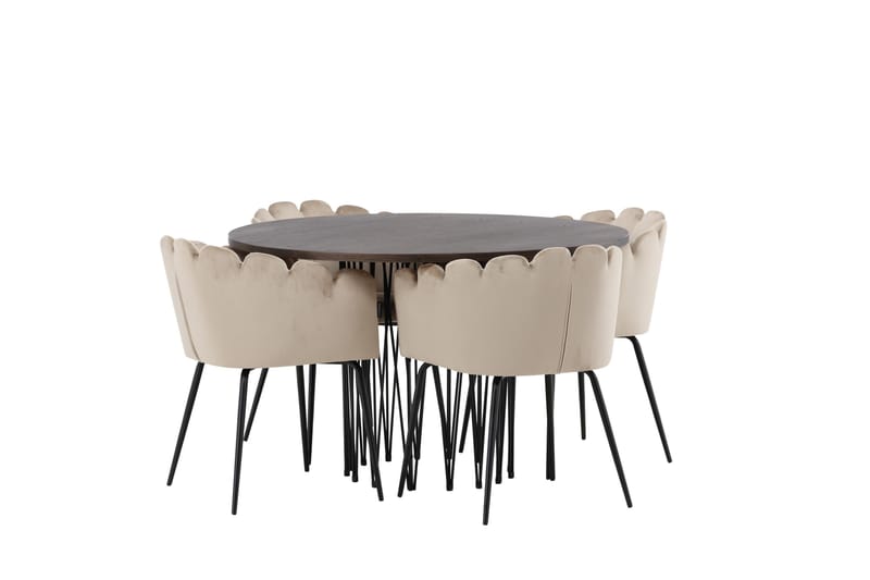 Stone Matgruppe 120 cm Rund med 4 Limhamn stoler - Beige - Møbler - Bord - Spisegrupper