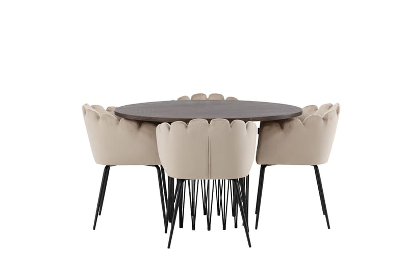 Stone Matgruppe 120 cm Rund med 4 Limhamn stoler - Beige - Møbler - Bord - Spisegrupper