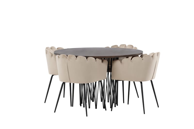Stone Matgruppe 120 cm Rund med 4 Limhamn stoler - Beige - Møbler - Bord - Spisegrupper