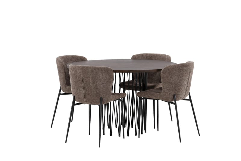 Stone Matgruppe 120 cm Rund med 4 Modesto stoler - Beige - Møbler - Bord - Spisegrupper