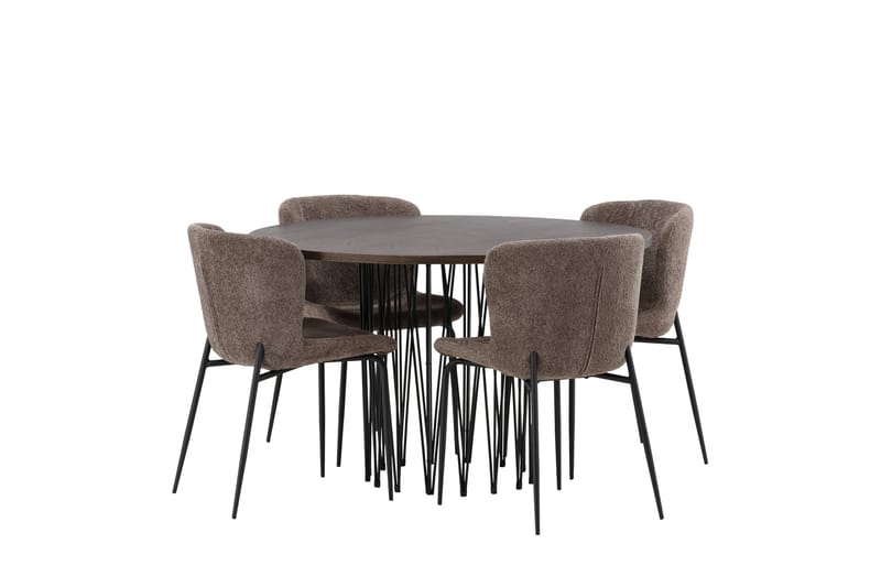 Stone Matgruppe 120 cm Rund med 4 Modesto stoler - Beige - Møbler - Bord - Spisegrupper