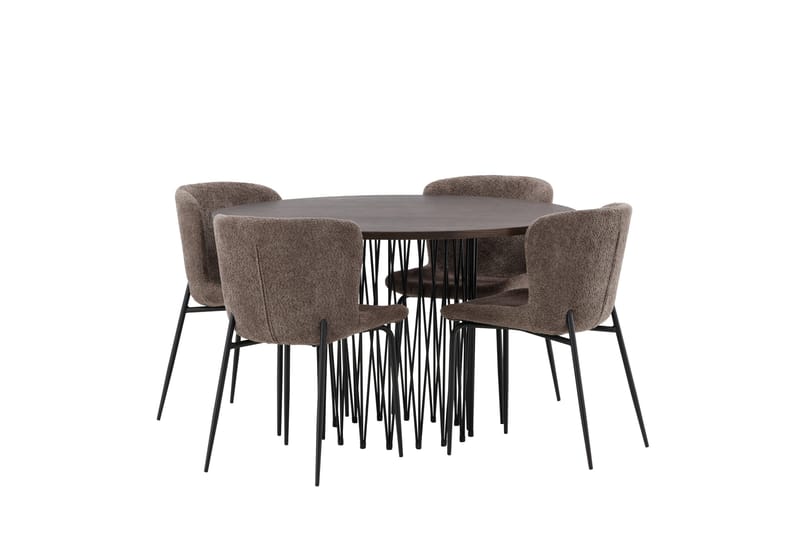 Stone Matgruppe 120 cm Rund med 4 Modesto stoler - Beige - Møbler - Bord - Spisegrupper