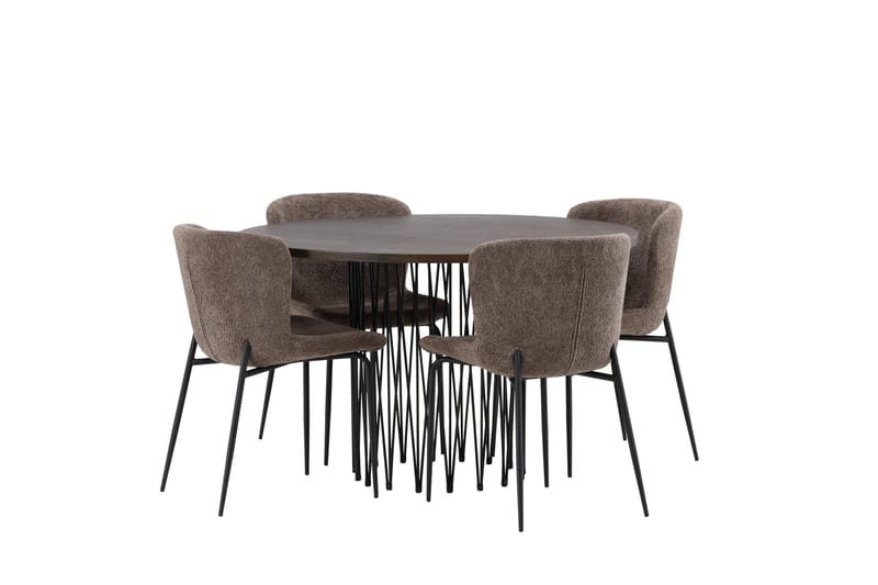 Stone Matgruppe 120 cm Rund med 4 Modesto stoler - Beige - Møbler - Bord - Spisegrupper