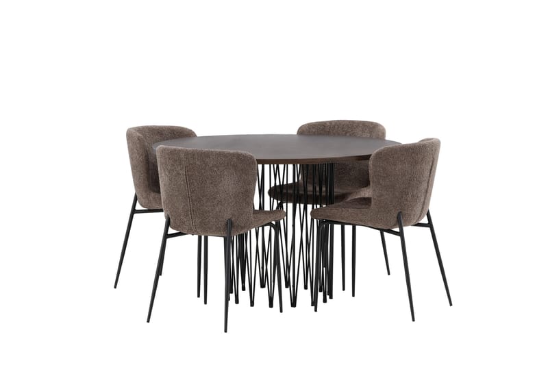 Stone Matgruppe 120 cm Rund med 4 Modesto stoler - Beige - Møbler - Bord - Spisegrupper