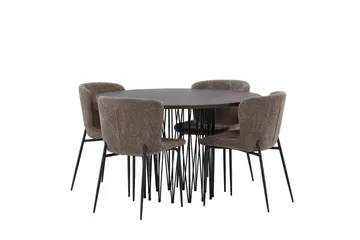 Stone Matgruppe 120 cm Rund med 4 Modesto stoler - Beige - Møbler - Bord - Spisegrupper