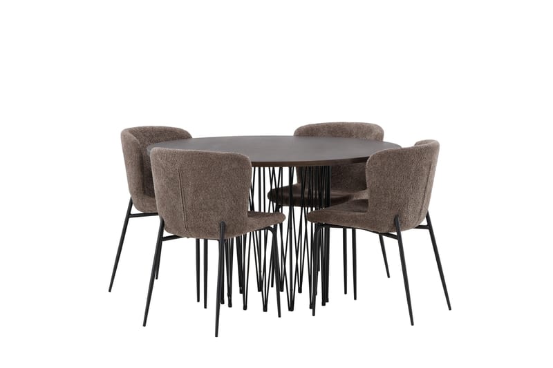 Stone Matgruppe 120 cm Rund med 4 Modesto stoler - Beige - Møbler - Bord - Spisegrupper