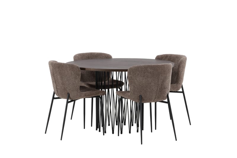 Stone Matgruppe 120 cm Rund med 4 Modesto stoler - Beige - Møbler - Bord - Spisegrupper