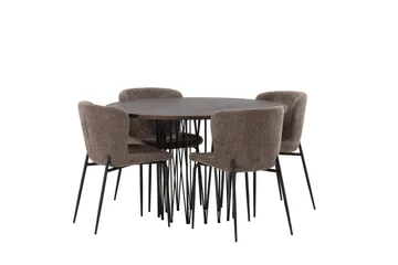 Stone Matgruppe 120 cm Rund med 4 Modesto stoler - Beige - Møbler - Bord - Spisegrupper