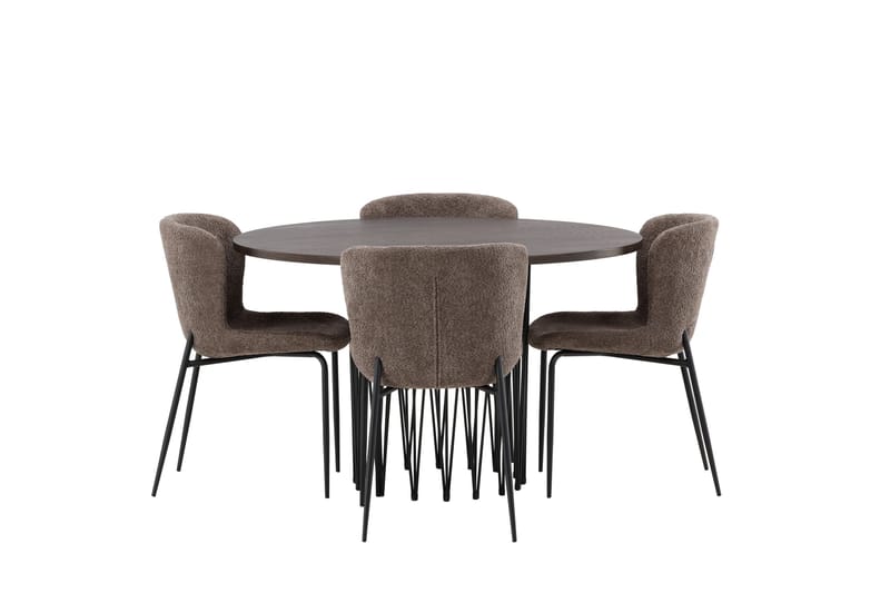 Stone Matgruppe 120 cm Rund med 4 Modesto stoler - Beige - Møbler - Bord - Spisegrupper