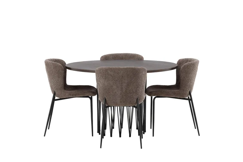 Stone Matgruppe 120 cm Rund med 4 Modesto stoler, Beige