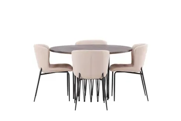Stone Matgruppe 120 cm Rund med 4 Modesto stoler - Mørk grå - Møbler - Bord - Spisegrupper