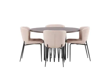 Stone Matgruppe 120 cm Rund med 4 Modesto stoler