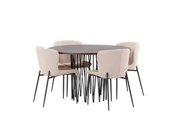 Stone Matgruppe 120 cm Rund med 4 Modesto stoler - Mørk grå - Møbler - Bord - Spisegrupper