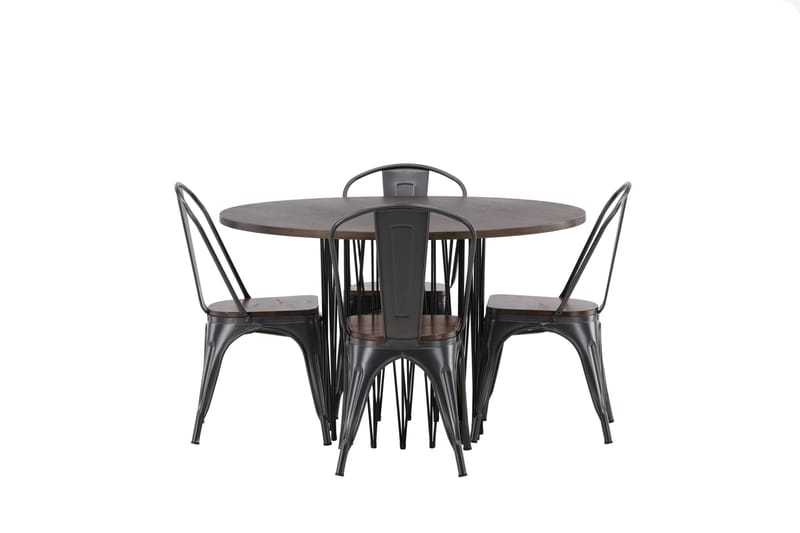 Stone Matgruppe 120 cm Rund med 4 Tempe stoler - Mocca - Møbler - Bord - Spisegrupper
