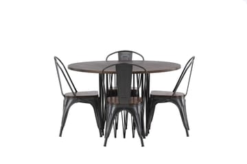 Stone Matgruppe 120 cm Rund med 4 Tempe stoler - Mocca - Møbler - Bord - Spisegrupper