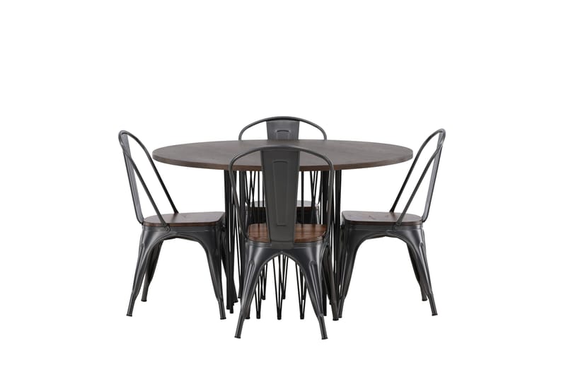 Stone Matgruppe 120 cm Rund med 4 Tempe stoler, Mocca