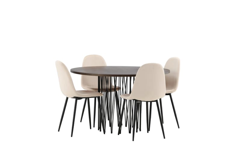 Stone Matgruppe 120 cm Rund med 4 Polar stoler - Beige - Møbler - Bord - Spisegrupper