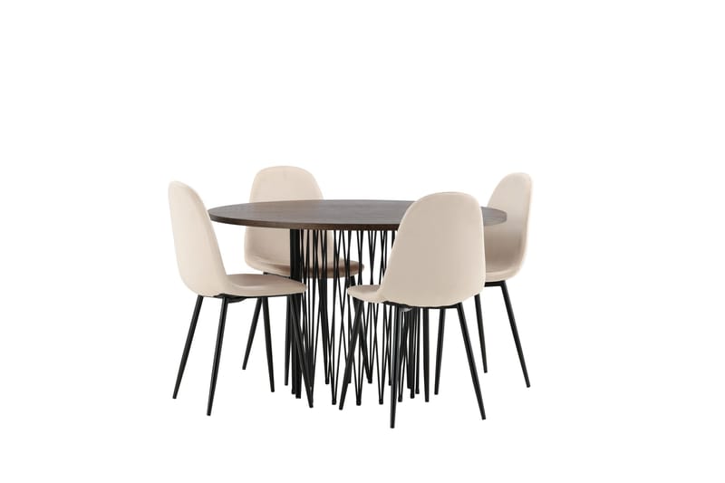 Stone Matgruppe 120 cm Rund med 4 Polar stoler - Beige - Møbler - Bord - Spisegrupper