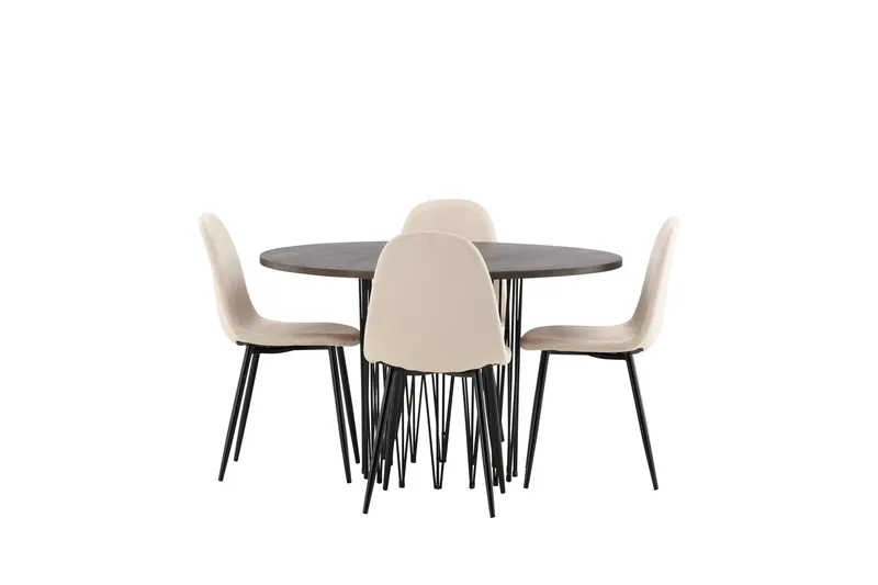 Stone Matgruppe 120 cm Rund med 4 Polar stoler - Beige - Møbler - Bord - Spisegrupper