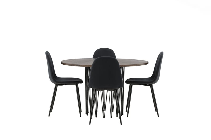 Stone Matgruppe 120 cm Rund med 4 Polar stoler, Sort