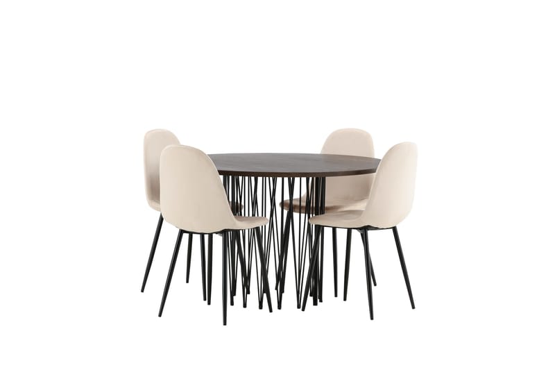 Stone Matgruppe 120 cm Rund med 4 Polar stoler - Beige - Møbler - Bord - Spisegrupper