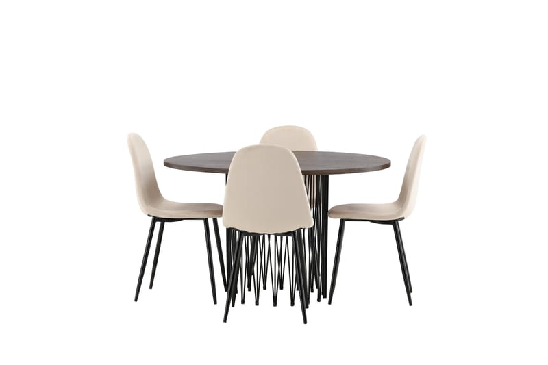 Stone Matgruppe 120 cm Rund med 4 Polar stoler - Beige - Møbler - Bord - Spisegrupper