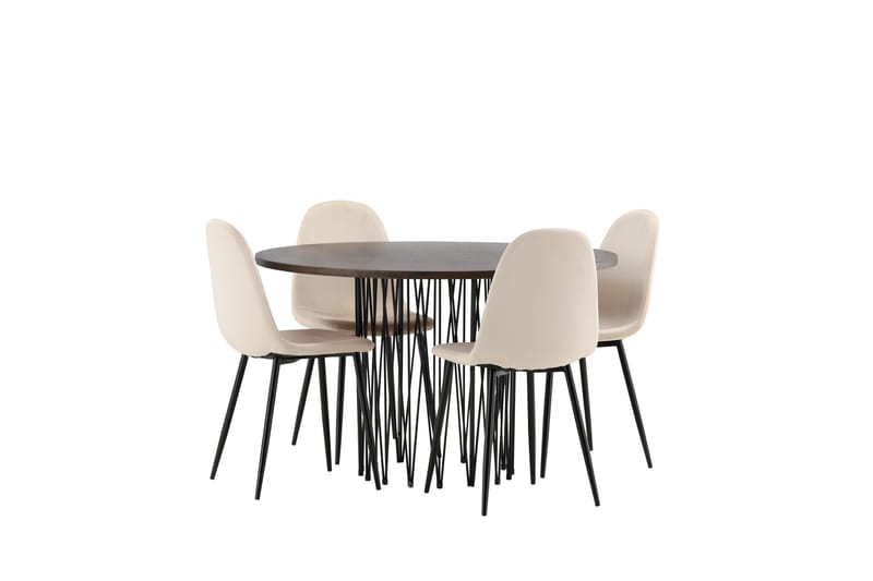 Stone Matgruppe 120 cm Rund med 4 Polar stoler - Beige - Møbler - Bord - Spisegrupper