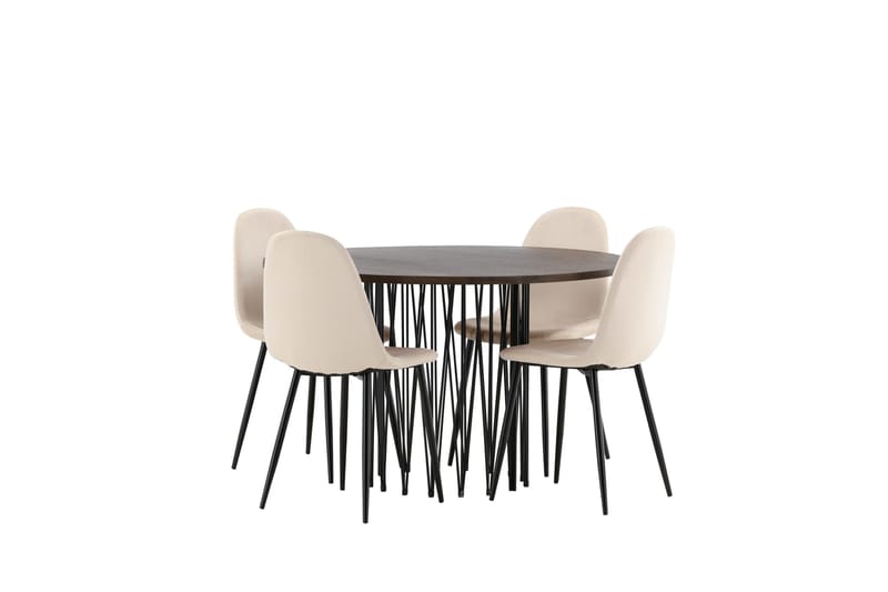Stone Matgruppe 120 cm Rund med 4 Polar stoler - Beige - Møbler - Bord - Spisegrupper