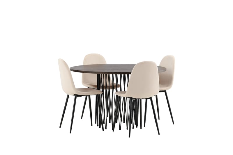 Stone Matgruppe 120 cm Rund med 4 Polar stoler - Beige - Møbler - Bord - Spisegrupper