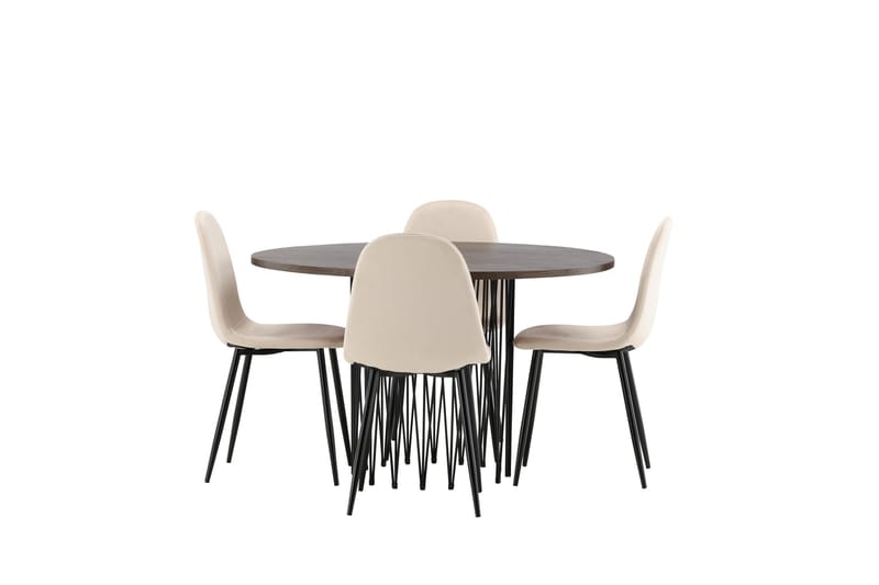 Stone Matgruppe 120 cm Rund med 4 Polar stoler - Beige - Møbler - Bord - Spisegrupper