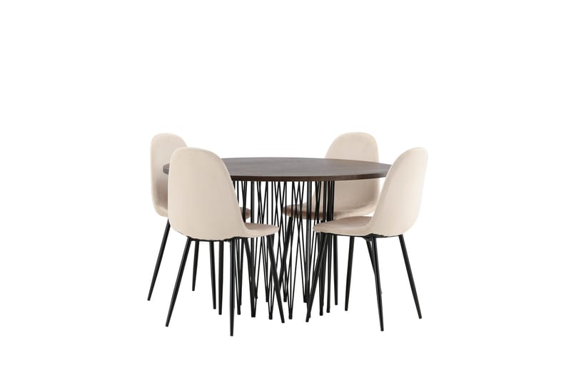 Stone Matgruppe 120 cm Rund med 4 Polar stoler - Beige - Møbler - Bord - Spisegrupper