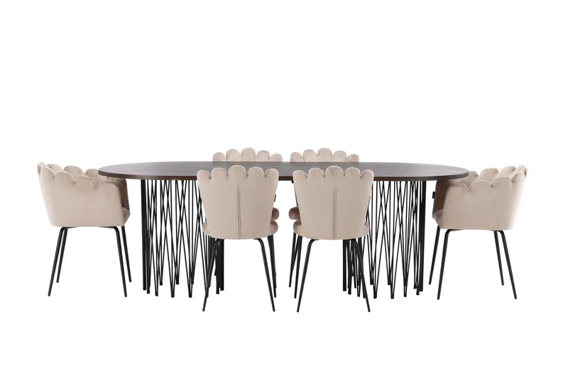 Stone Matgruppe 220 cm Oval med 2 Limhamn stoler - Beige - Møbler - Bord - Spisegrupper