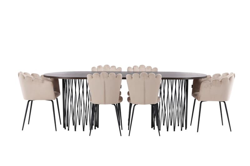 Stone Matgruppe 220 cm Oval med 2 Limhamn stoler, Beige