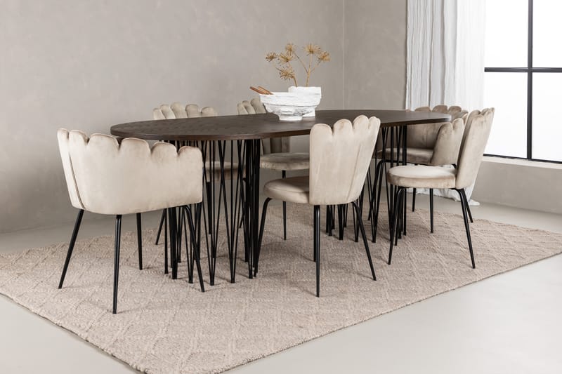 Stone Matgruppe 220 cm Oval med 2 Limhamn stoler - Beige - Møbler - Bord - Spisegrupper