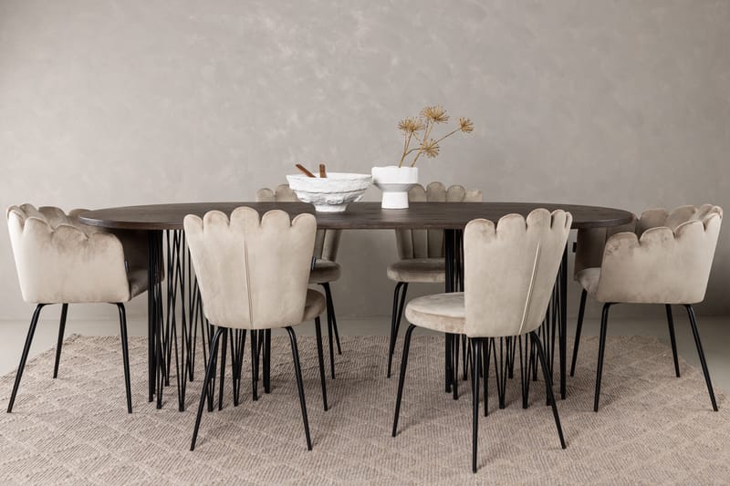 Stone Matgruppe 220 cm Oval med 2 Limhamn stoler - Beige - Møbler - Bord - Spisegrupper