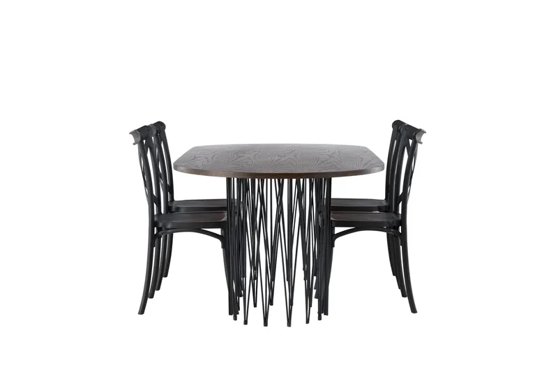 Stone Matgruppe 220 cm Oval med 4 Crosett stoler - Sort - Møbler - Bord - Spisegrupper