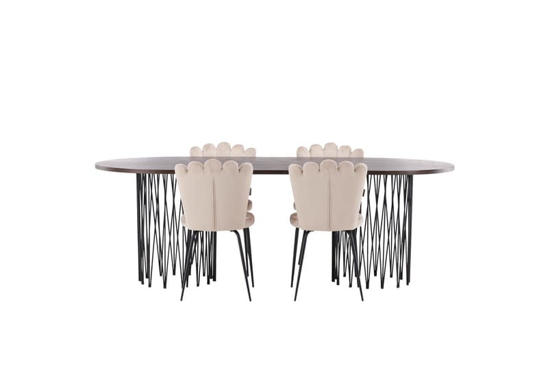 Stone Matgruppe 220 cm Oval med 4 Limhamn stoler, Beige