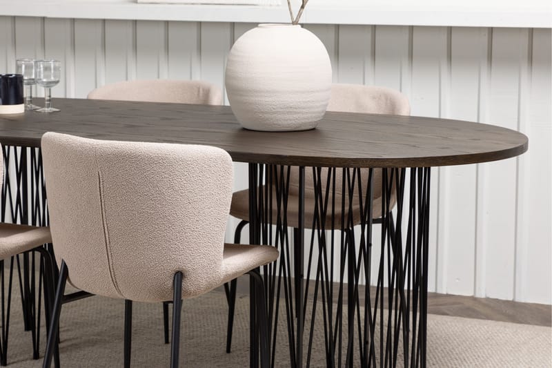 Stone Matgruppe 220 cm Oval med 4 Modesto stoler - Beige - Møbler - Bord - Spisegrupper